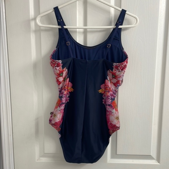 Aqua Rose Navy and Pink Floral One Piece Swimsuit Size M - Picture 6 of 14